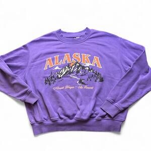 DIVIDED H&M Purple Alaska Ski Resort Sweatshirt - XL